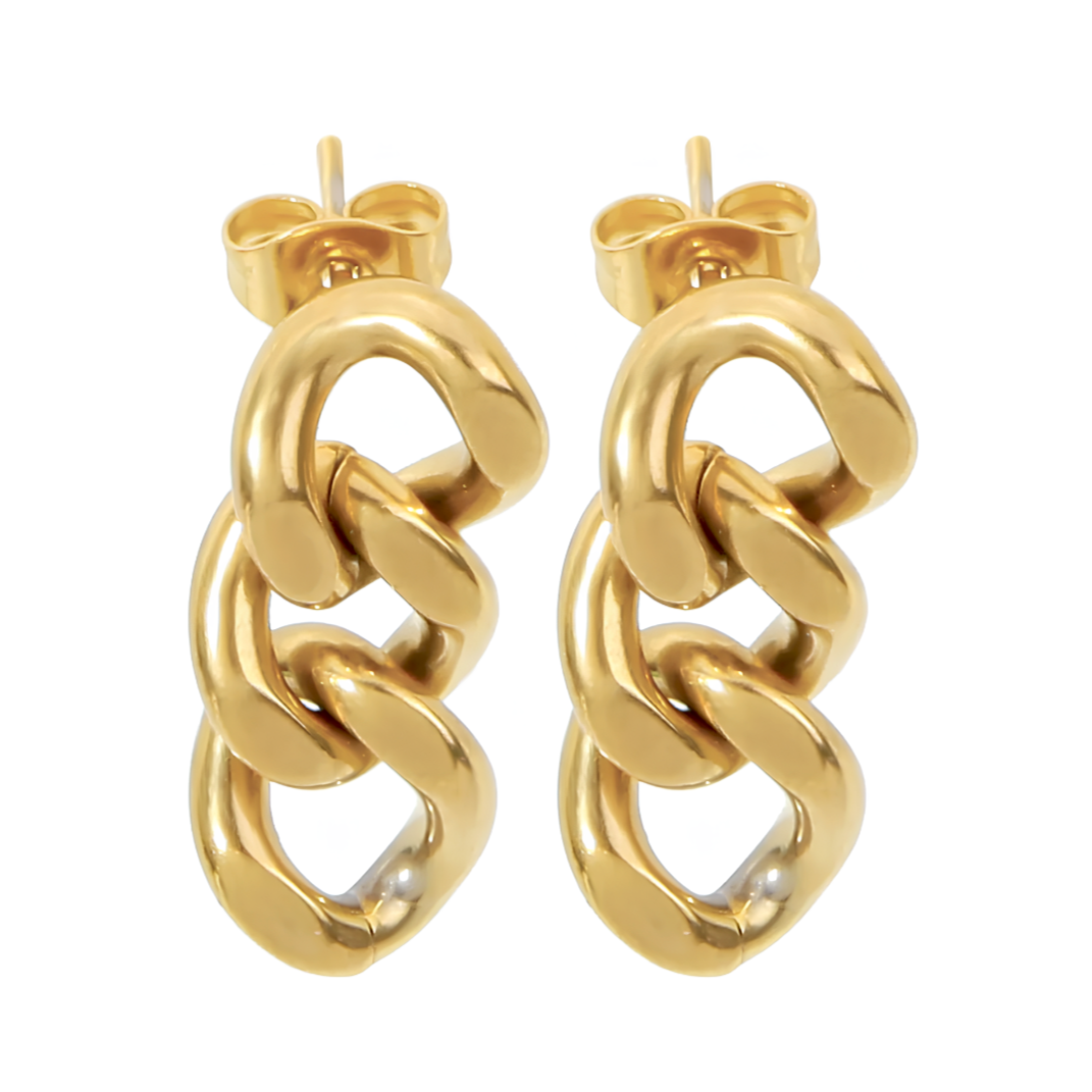 Boucles-d-oreilles-acier-inoxydable-or-pendantes-chaines-3-mailles-dore-gold
