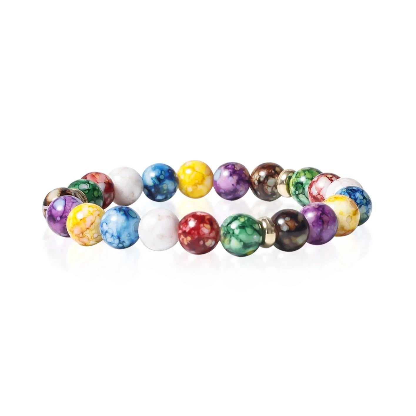 Bracelet perles de couleurs marbrées 7 chakras 