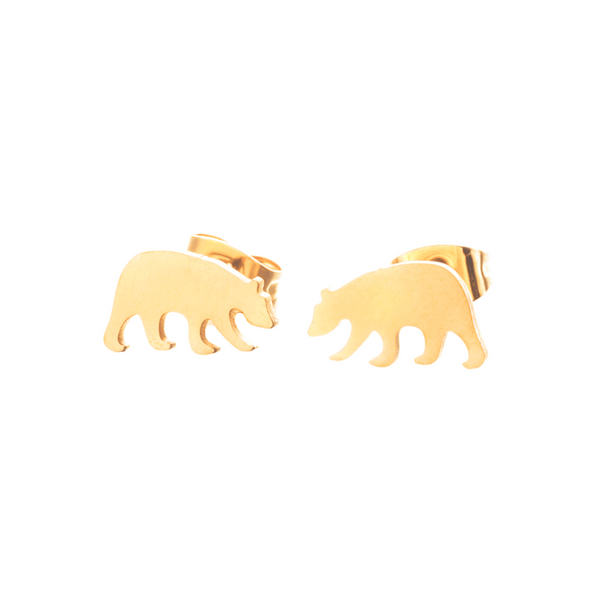 Boucles d'oreilles acier or petits ours. Détails produit : Couleur or. Acier inoxydable doré. Taille 1,3 cm x 0,8 cm.  Version couleur argent