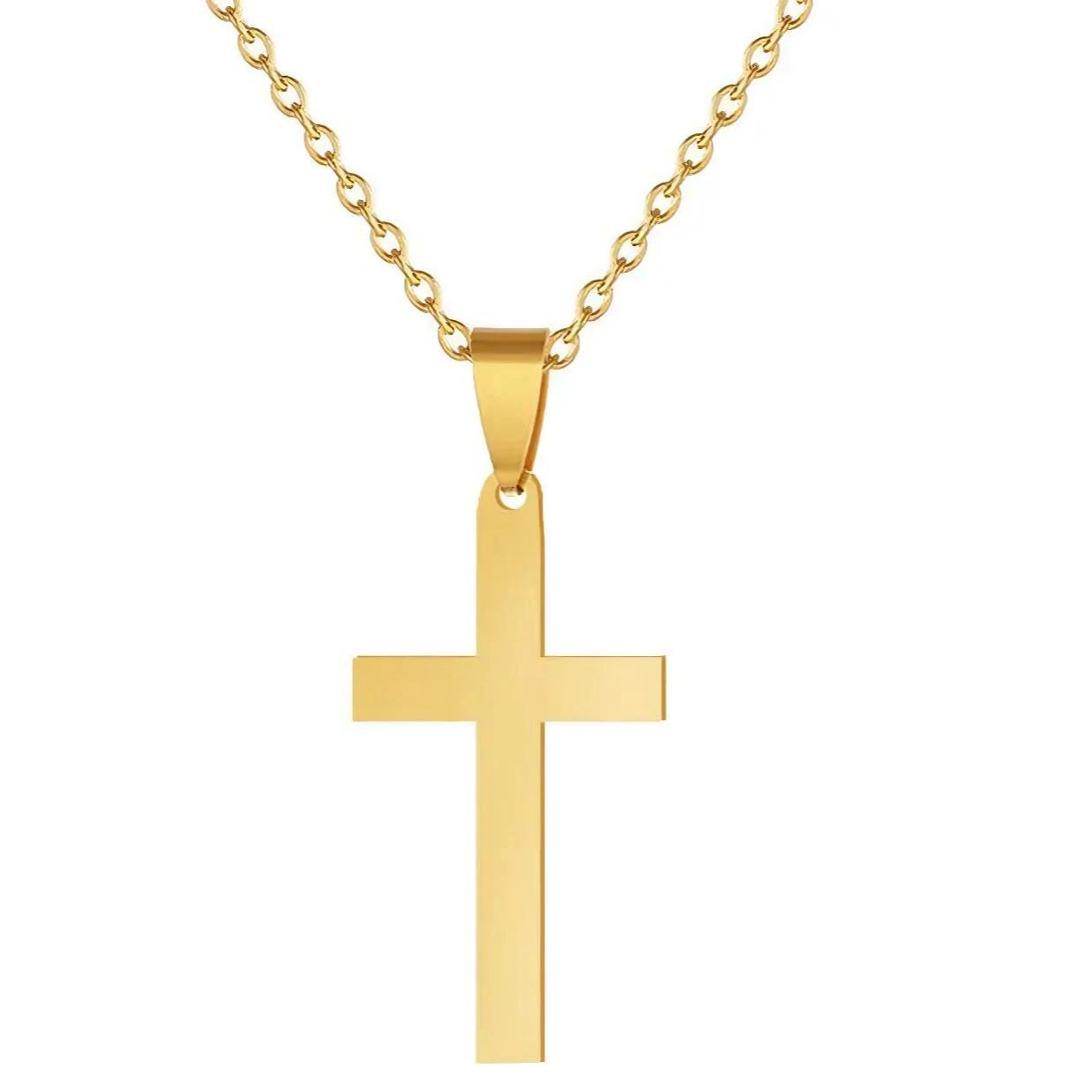 Collier acier or petit pendentif croix 