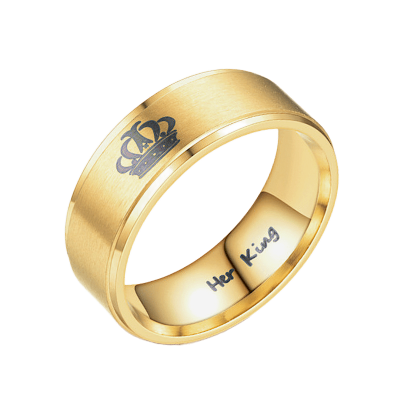 Bague anneau acier doré gravure couronne royale. Détails produit : Couleur or. Acier doré. Gravure de couronne.
