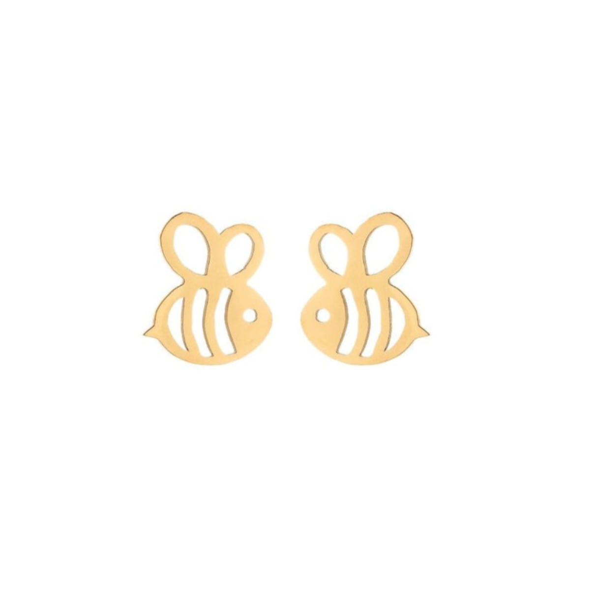 Boucles d'oreilles acier inoxydable doré petites abeilles. Détails produit : Couleur or. Acier inoxydable doré. Petites abeilles dorées. Dimensions 1 cm x 1 cm.  Version couleur argent